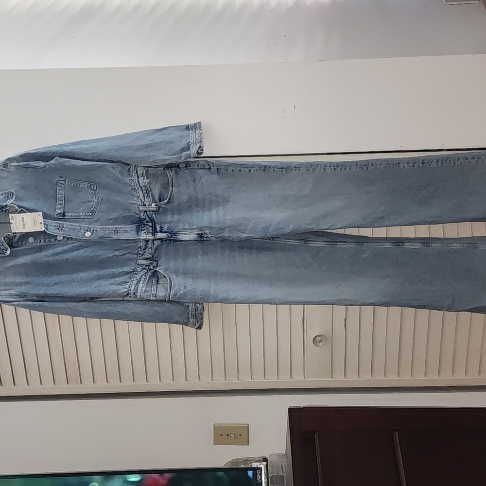 Light Blue Denim Jumpsuit ZARA BRAND NEW  in LARGE